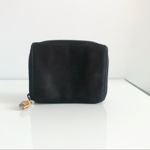 COPY - Authentic Gucci Vintage Bamboo Patent Leather Canvas Zipper Wallet 90’s … - Picture 2 of 16